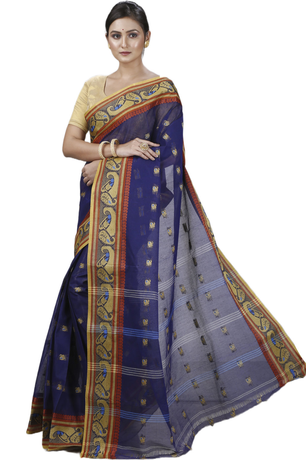 Blue Pure Cotton Utkal Tant Saree (1138)